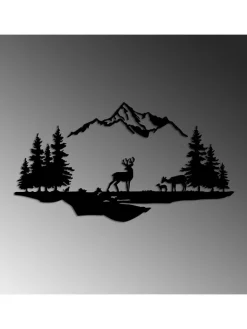 ABERTO DESIGN Wanddekoration<Wanddekor "Deer And Landscape" - (B)70 x (H)38 cm