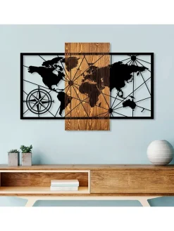 ABERTO DESIGN Wanddekoration<Wanddekor "World Map" - (B)84 x (H)57 cm