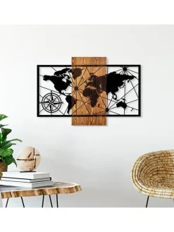 ABERTO DESIGN Wanddekoration<Wanddekor "World Map" - (B)84 x (H)57 cm