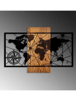 ABERTO DESIGN Wanddekoration<Wanddekor "World Map" - (B)84 x (H)57 cm