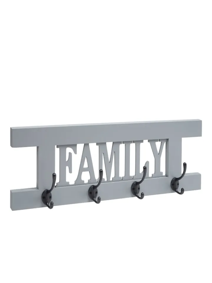 MCW Garderoben<Wandgarderobe C60 Family im Shabby-Look, Grau-blau