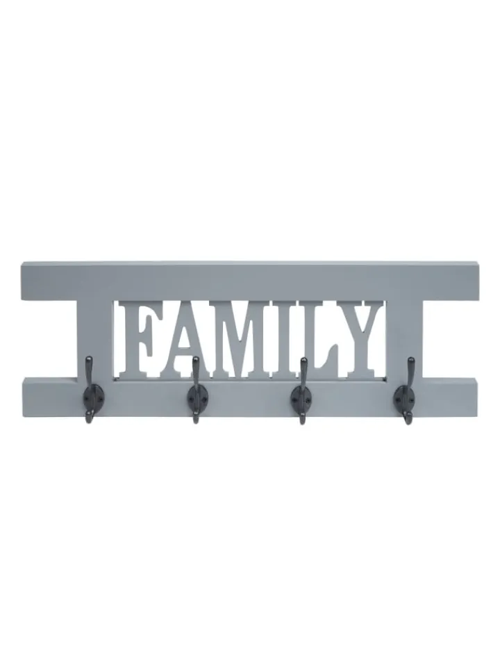 MCW Garderoben<Wandgarderobe C60 Family im Shabby-Look, Grau-blau