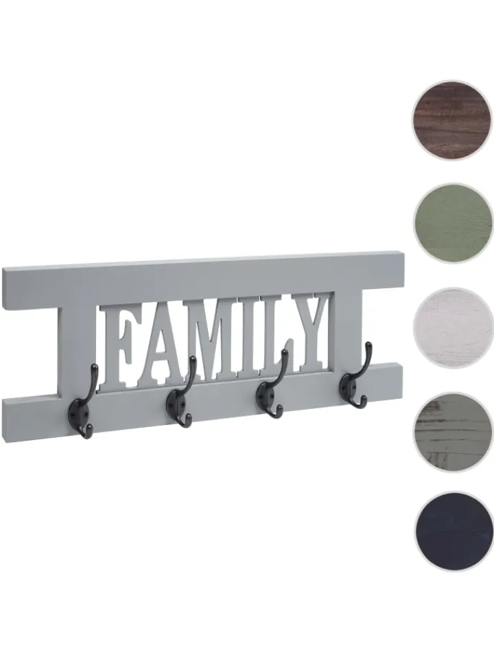 MCW Garderoben<Wandgarderobe C60 Family im Shabby-Look, Grau-blau