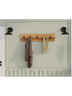 Evila Regale & Schränke|Garderoben<Wandgarderobe in Hellbraun - (B)80 cm - (H)17 cm - (T)1,8 cm