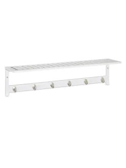 relaxdays Garderoben<Wandgarderobe in Weiß - (B)75 x (H)18 x (T)16 cm