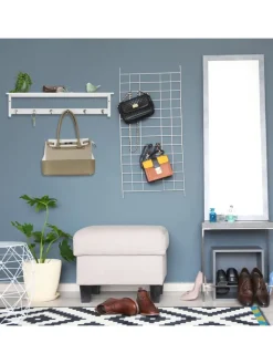 relaxdays Garderoben<Wandgarderobe in Weiß - (B)75 x (H)18 x (T)16 cm
