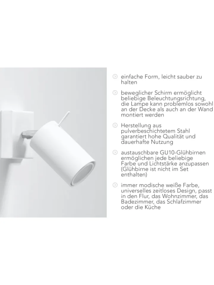 Nice Lamps Wandleuchten<Wandleuchte ETNA in Weiss H 8cm