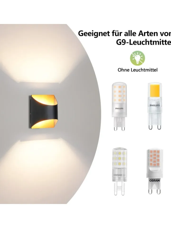 ZMH Wandleuchten<Wandleuchte 1-flammige G9 in schwarzgold Up and Down Design Vintage