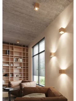 Nice Lamps Wandleuchten<Wandleuchte "GEO" in Natur Holz Lichtrichtung auf und ab 1xG9 LED