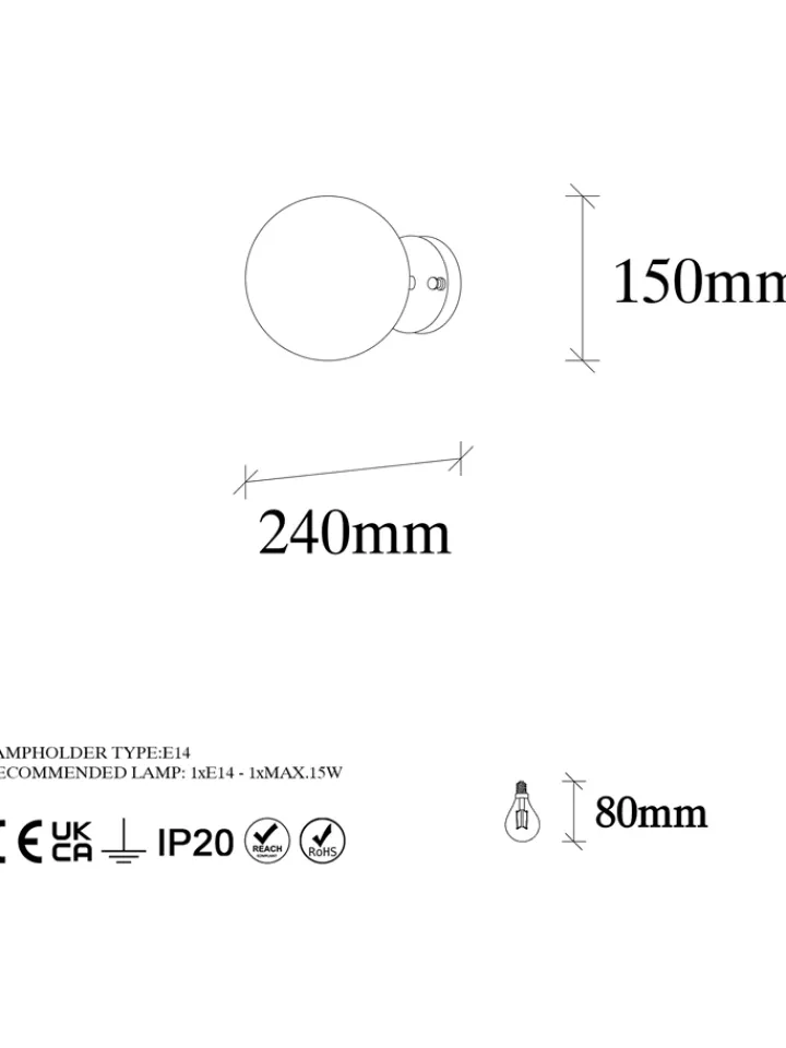 Opviq Wandleuchten<Wandleuchte in Gold - (B)15 x (H)15 cm