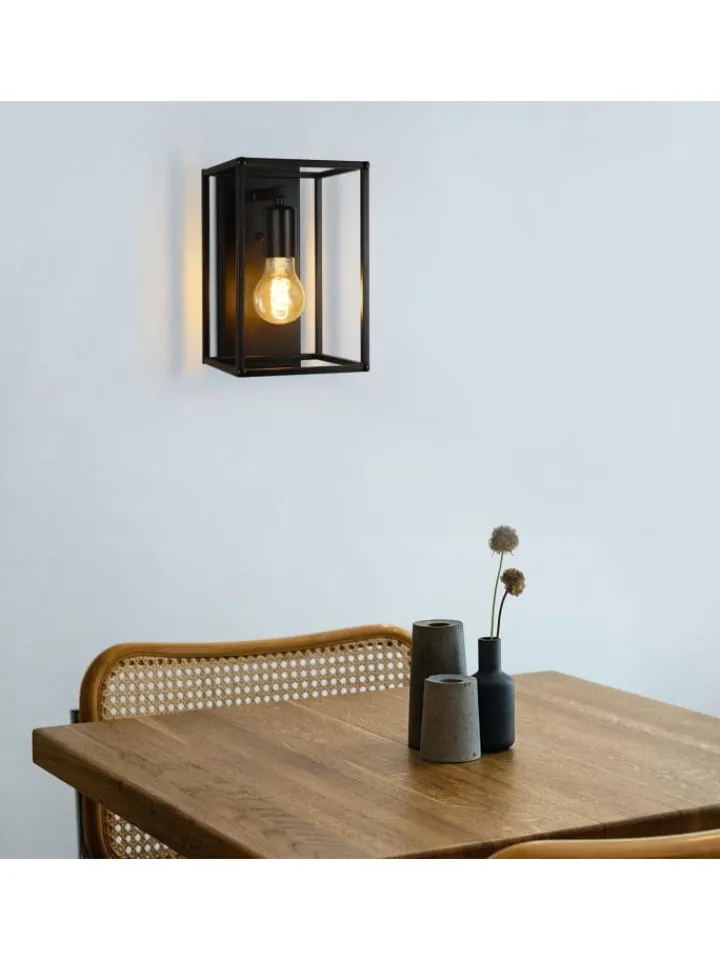 ZMH Wandleuchten<Wandleuchte in schwarz 1-flammige E27 rechteckig vintage Metall MAX.40W
