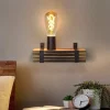 ZMH Wandleuchten<Wandleuchte in schwarz 1-flammige E27 vintage Metall und Holz L 23cm