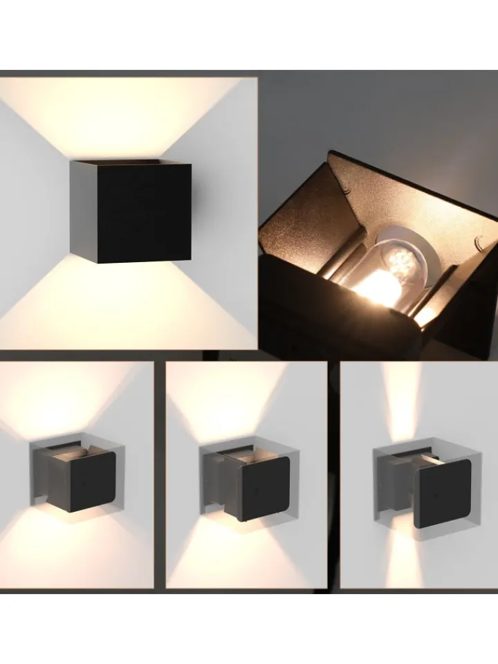 ZMH Wandleuchten<Wandleuchte in schwarz 1-flammige G9 up down Licht warmweiß IP65