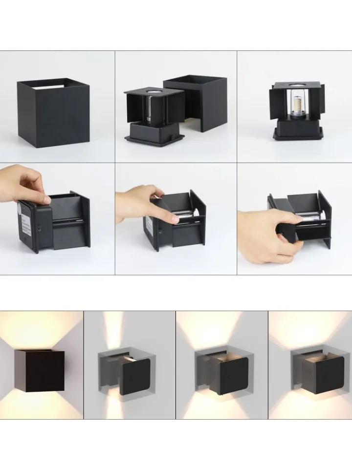 ZMH Wandleuchten<Wandleuchte in schwarz 1-flammige G9 up down Licht warmweiß IP65