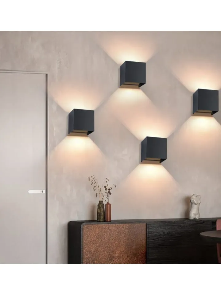 ZMH Wandleuchten<Wandleuchte in schwarz 1-flammige G9 up down Licht warmweiß IP65