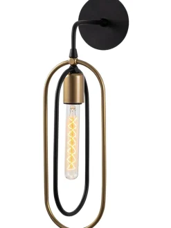 Opviq Wandleuchten<Wandleuchte in Schwarz/ Gold - (B)17 x (H)45 cm
