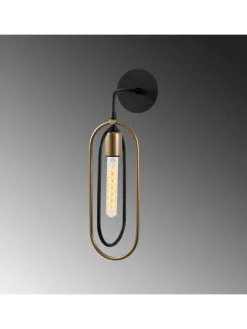Opviq Wandleuchten<Wandleuchte in Schwarz/ Gold - (B)17 x (H)45 cm