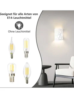ZMH Wandleuchten<Wandleuchte in weiß E14 Up and Down Design Modern Hallampe Gipslampe