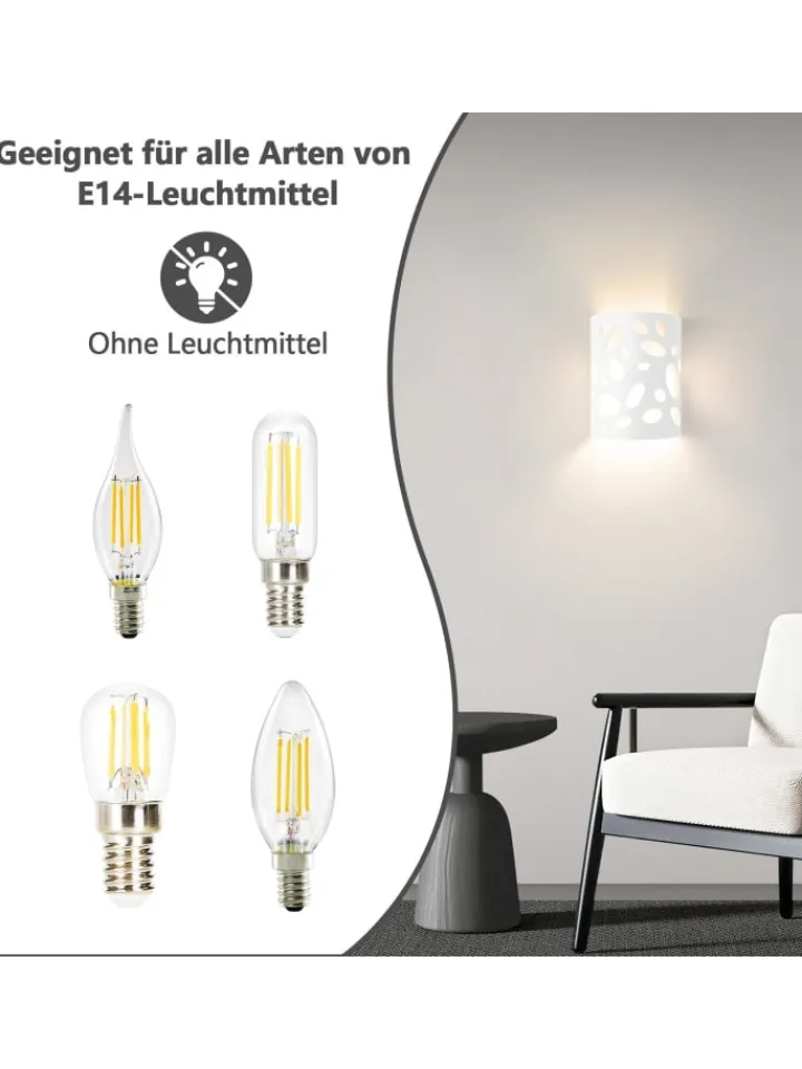 ZMH Wandleuchten<Wandleuchte in weiß E14 Up and Down Design Modern Hallampe Gipslampe