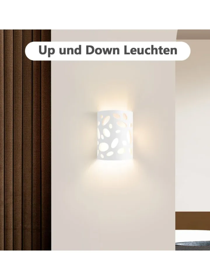 ZMH Wandleuchten<Wandleuchte in weiß E14 Up and Down Design Modern Hallampe Gipslampe