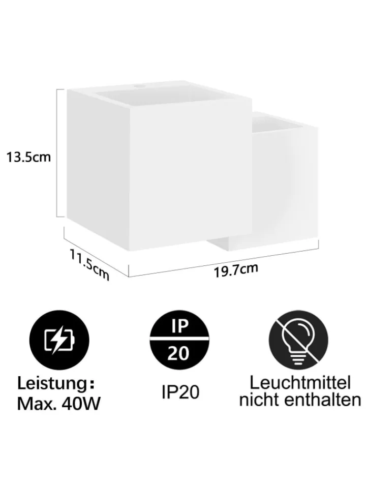 ZMH Wandleuchten<Wandleuchte in weiß 2-flammige G9 Up and Down Design Gips Modern