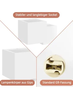 ZMH Wandleuchten<Wandleuchte in weiß 2-flammige G9 Up and Down Design Gips Modern