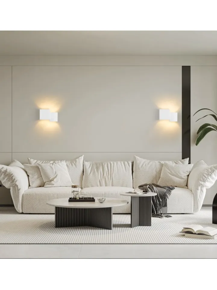 ZMH Wandleuchten<Wandleuchte in weiß 2-flammige G9 Up and Down Design Gips Modern