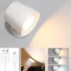 ZMH Wandleuchten<Wandleuchte in weiß 1-flammige akku 360° Drehbar
