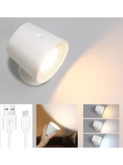 ZMH Wandleuchten<Wandleuchte in weiß 1-flammige akku 360° Drehbar