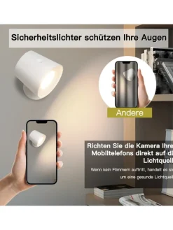 ZMH Wandleuchten<Wandleuchte in weiß 1-flammige akku 360° Drehbar