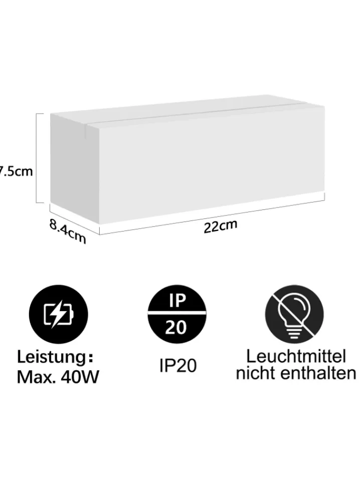 ZMH Wandleuchten<Wandleuchte in weiß G9 Up and Down Design L 22CM Gips Modern Hallampe