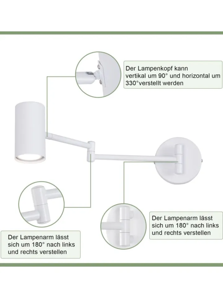 ZMH Wandleuchten<Wandleuchte in weiß GU10 schwenkbar