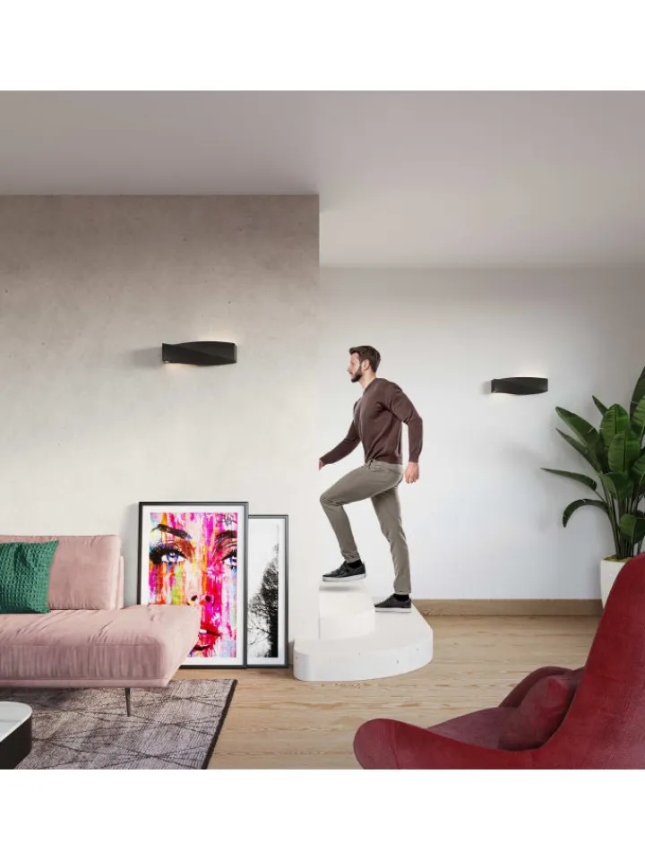 Nice Lamps Wandleuchten<Wandleuchte Keramik TAURUS in Schwarz mit glas loft style LED E27