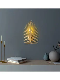 Opviq Wandleuchten<Wandleuchte "Leaf" in Gold - (B)20 x (H)30 cm