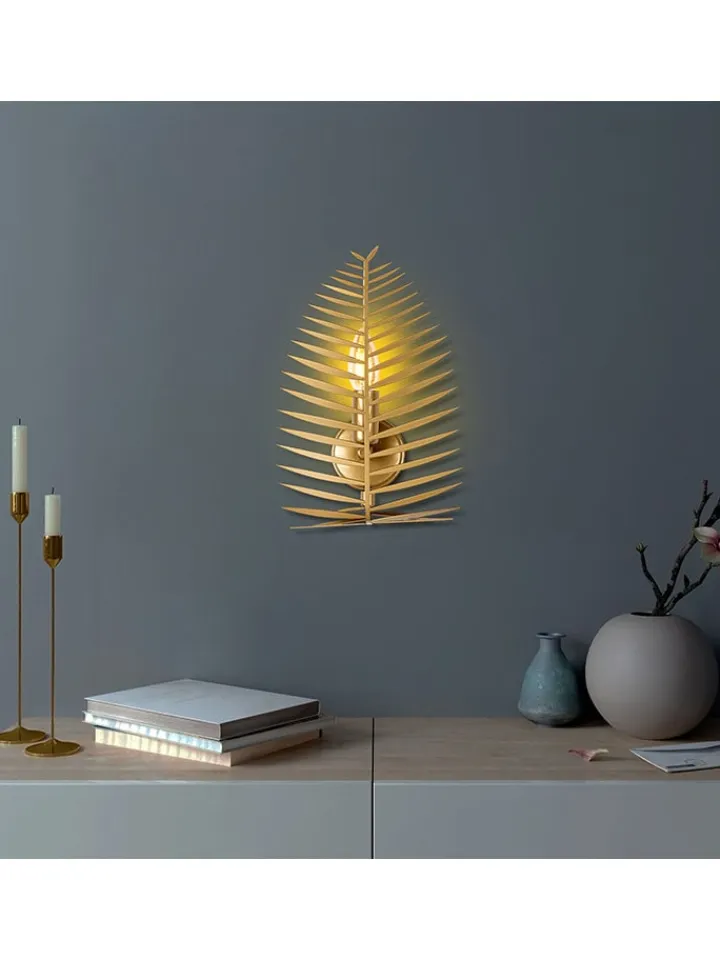 Opviq Wandleuchten<Wandleuchte "Leaf" in Gold - (B)20 x (H)30 cm