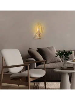 Opviq Wandleuchten<Wandleuchte "Leaf" in Gold - (B)20 x (H)30 cm