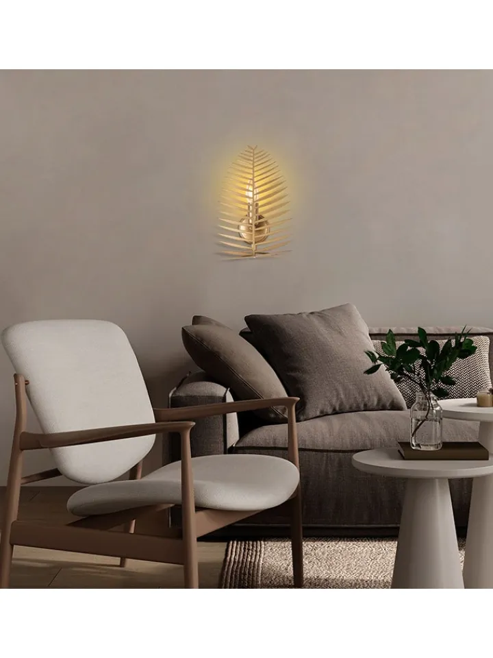 Opviq Wandleuchten<Wandleuchte "Leaf" in Gold - (B)20 x (H)30 cm