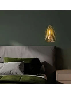 Opviq Wandleuchten<Wandleuchte "Leaf" in Gold - (B)20 x (H)30 cm