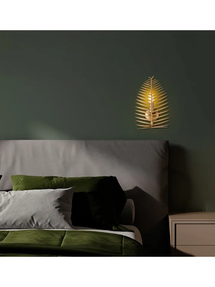 Opviq Wandleuchten<Wandleuchte "Leaf" in Gold - (B)20 x (H)30 cm