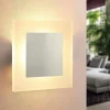 ZMH Wandleuchten<Wandleuchte LED in chrom eckig modern 7W warmweiß Metall und Acryl L 16cm
