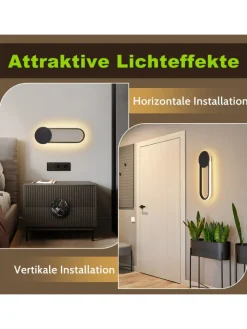 ZMH Wandleuchten<Wandleuchte LED in schwarz 12W Modern 3000K warmweiß Hallampe L 41.5cm