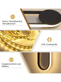 ZMH Wandleuchten<Wandleuchte LED in schwarz 12W Modern 3000K warmweiß Hallampe L 41.5cm