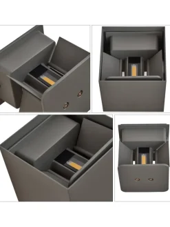 ZMH Wandleuchten<Wandleuchte LED 5W in grau modern 3000K warmweiß IP65