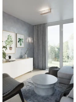 Nice Lamps Wandleuchten<Wandleuchte "LEDA" in Natural Holz und Glas moderne lampe 1xE27 LED