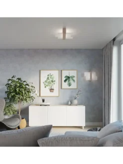 Nice Lamps Wandleuchten<Wandleuchte "LEDA" in Natural Holz und Glas moderne lampe 1xE27 LED