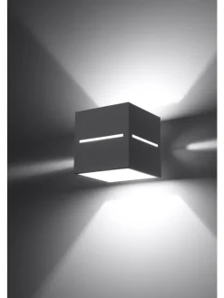 Nice Lamps Wandleuchten<Wandleuchte LORUM 1 in Grau aluminium quadratische moderne Lampe G9