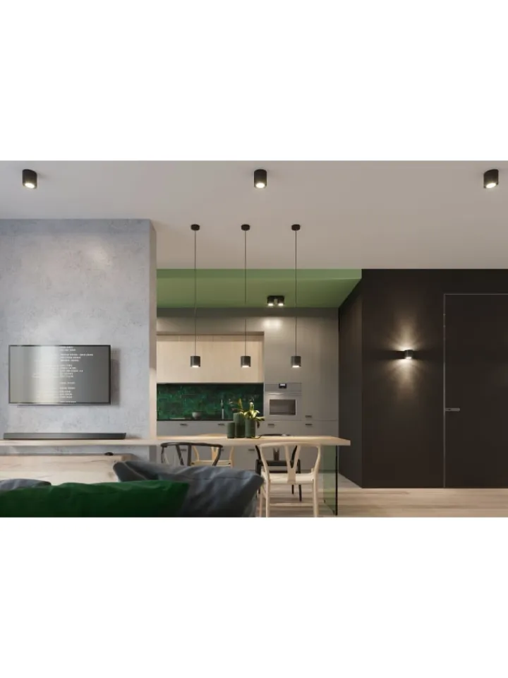 Nice Lamps Wandleuchten<Wandleuchte RODA 1 in Schwarz aluminium Ø runde Lampe loft G9 LED