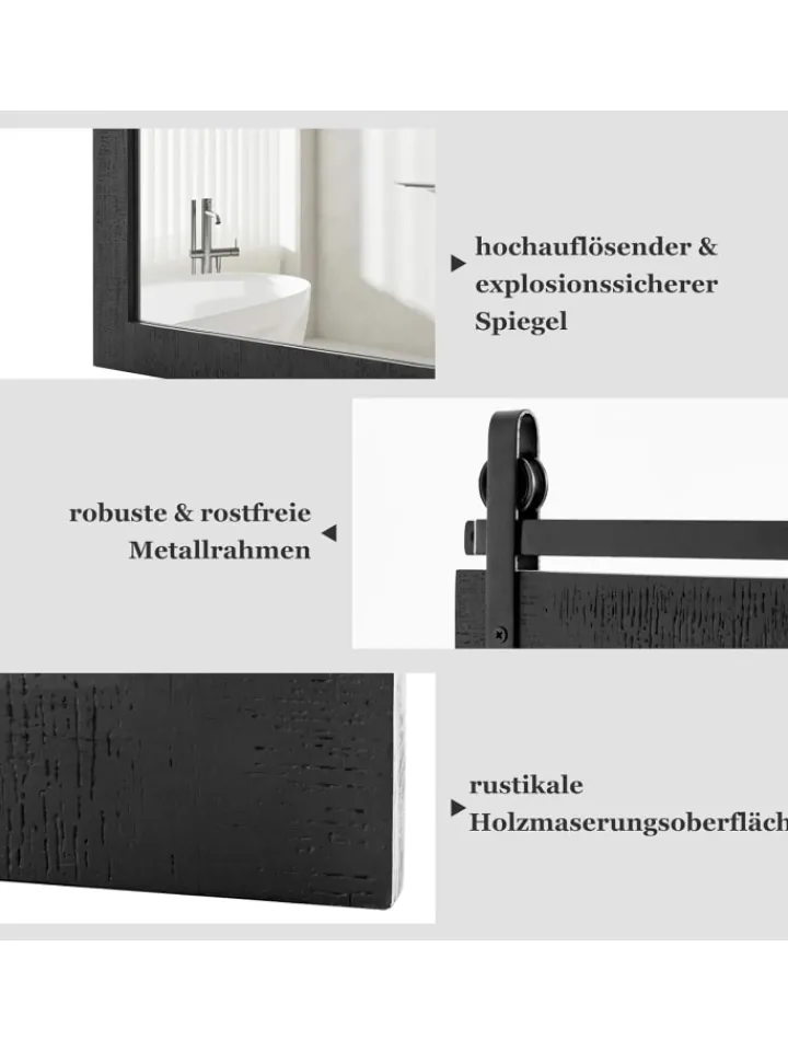 COSTWAY Spiegel<Wandspiegel 76,5 cm x 56 cm in Schwarz
