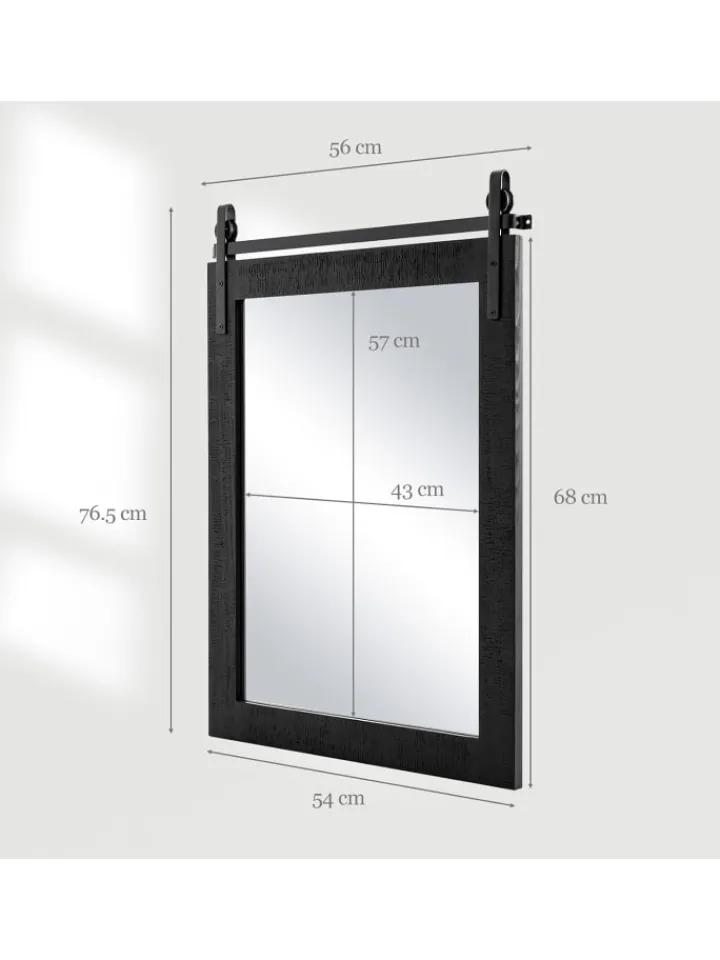 COSTWAY Spiegel<Wandspiegel 76,5 cm x 56 cm in Schwarz