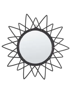Beliani Spiegel<Wandspiegel AROEK in Schwarz - (W) 61 x (H) 61 x (L) 3 cm
